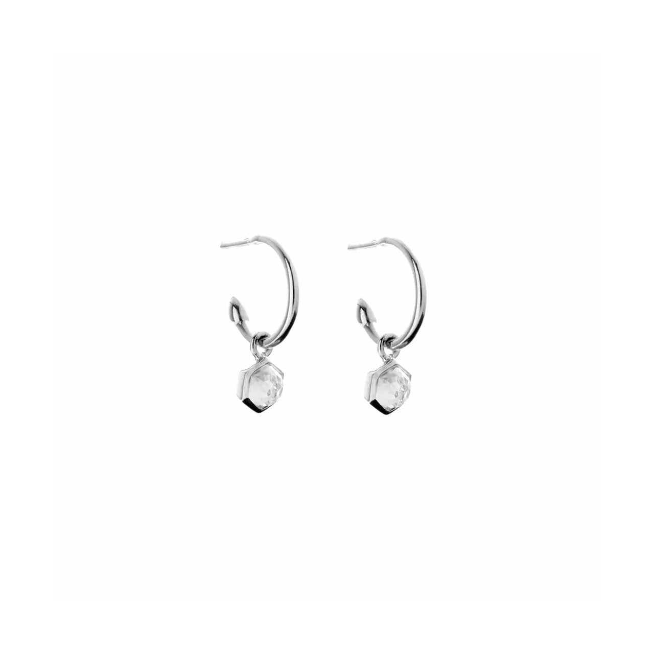 Mini Harmony Hoops Crystal Quartz + Silver