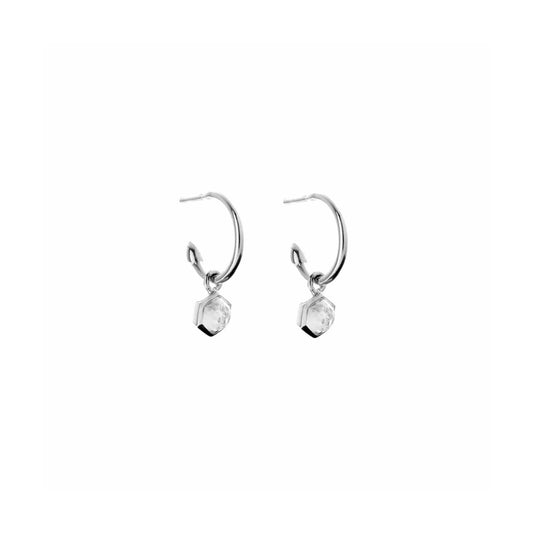 Mini Harmony Hoops Crystal Quartz + Silver
