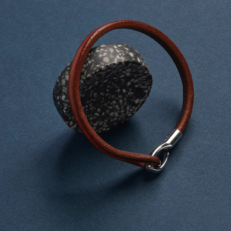 Kinship Men’s Tan Leather and Steel Bracelet
