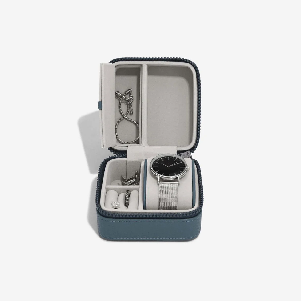 Blue Canvas Watch & Jewellery Box