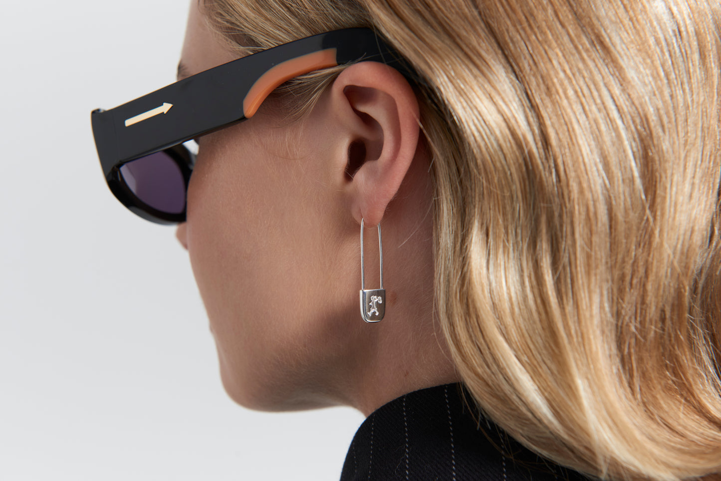 Sterling Silver Runaway Safety Pin Earrings