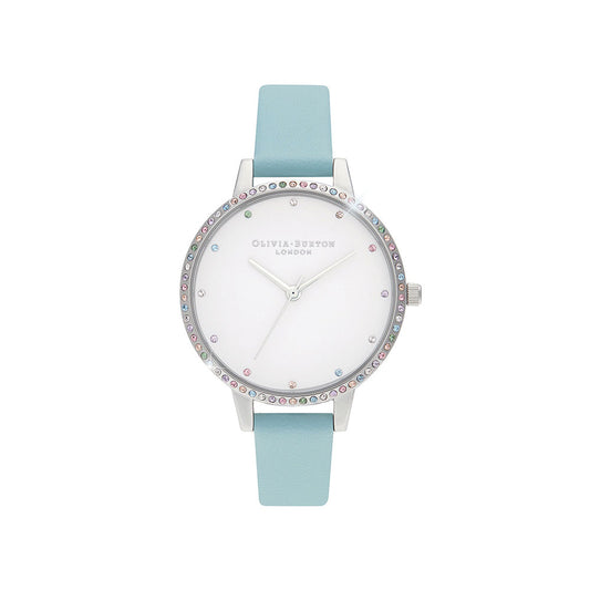 Rainbow Bezel, Turquoise & Silver Watch