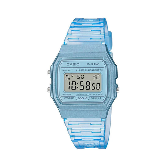 Casio Transparent Blue Digital Watch - F91WS-2D