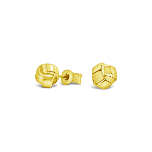 9k Yellow Gold Small Flat 3 Fold Knot Studs