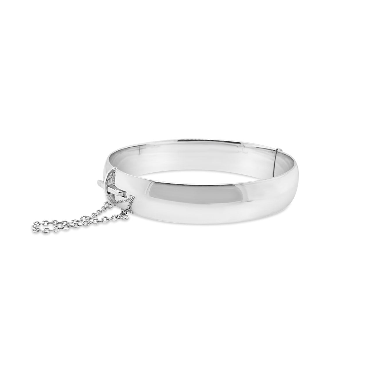 Sterling Silver Traditional Solid Plain 12mm Hinged Bangle