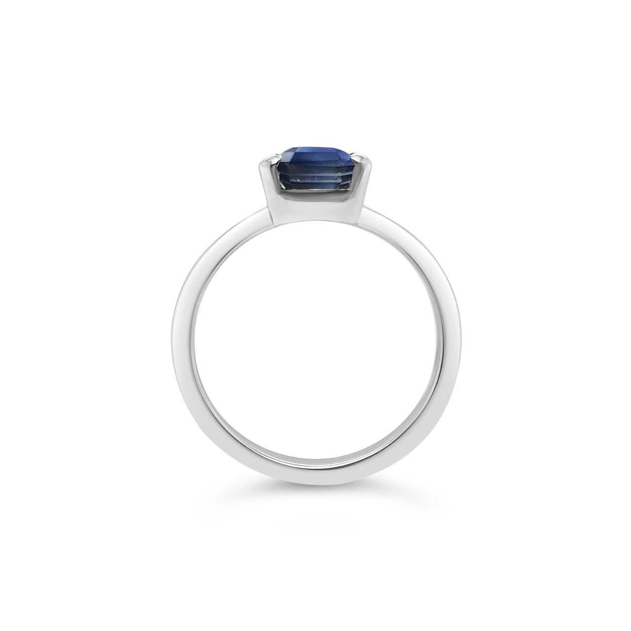 9k White Gold 1.00ct Emerald Cut Unheated Bi-Colour Sapphire Ring