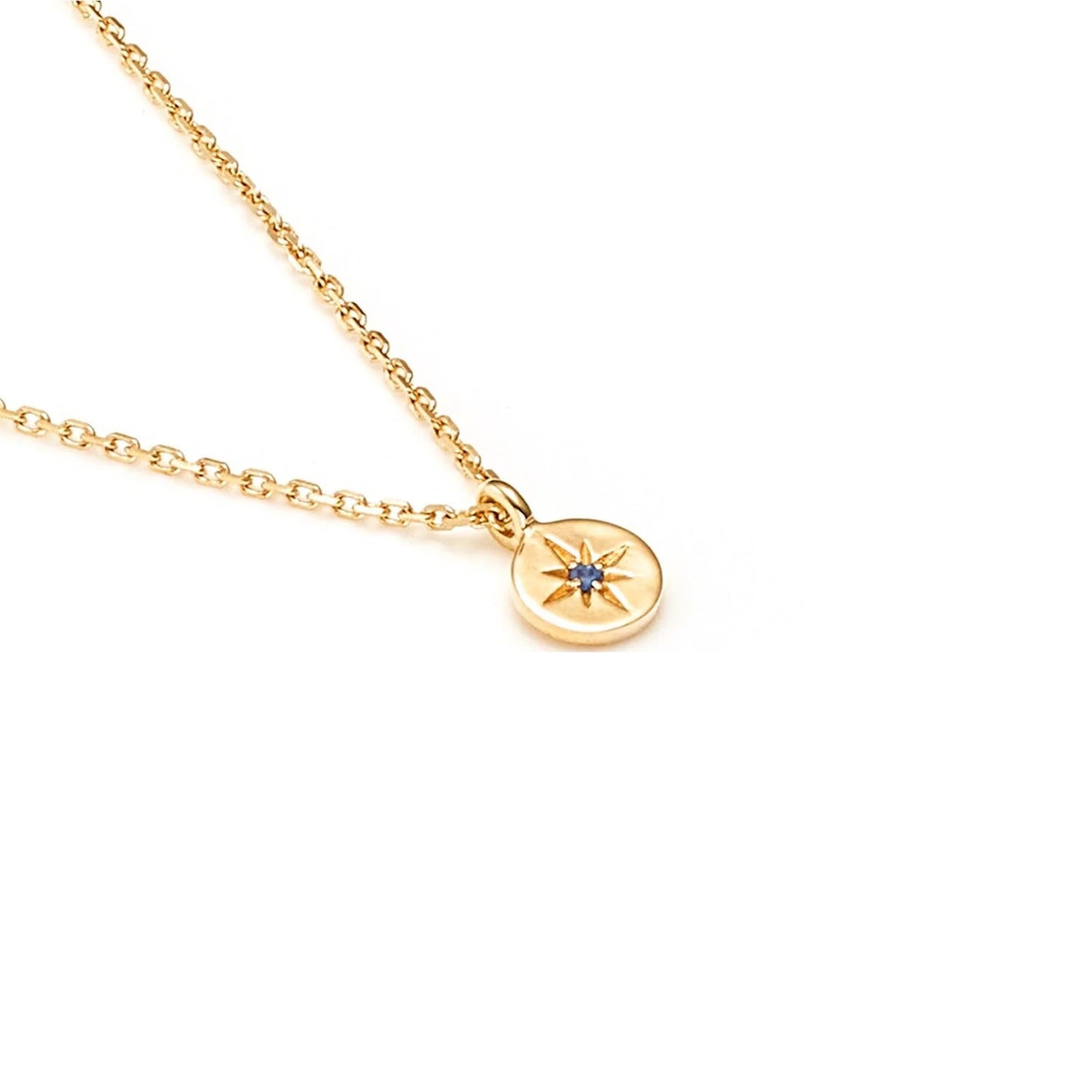 Petite North Star Necklace Blue Sapphire + Gold