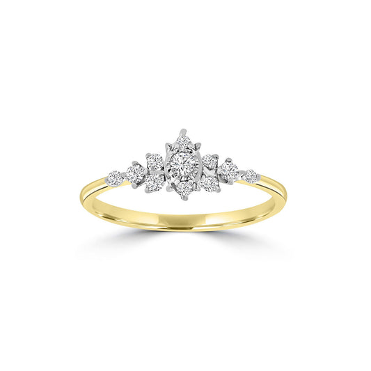 9k Yellow Gold Vintage Style 0.20ct Diamond Dress Ring