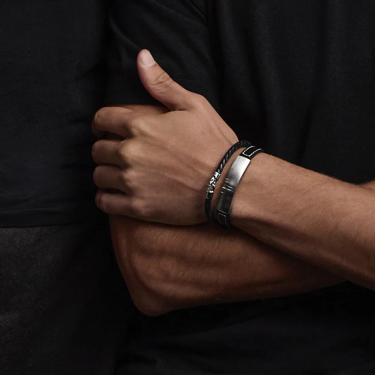 The Mariner Men’s Plaited Leather and Steel Bracelet