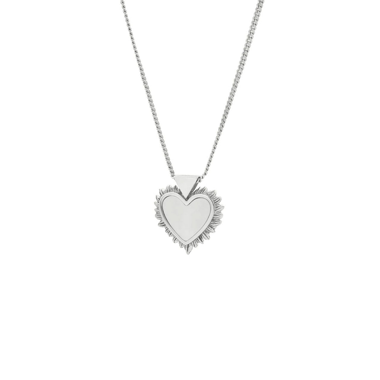 Sterling Silver Flaming Mother-of-Pearl Heart Necklace