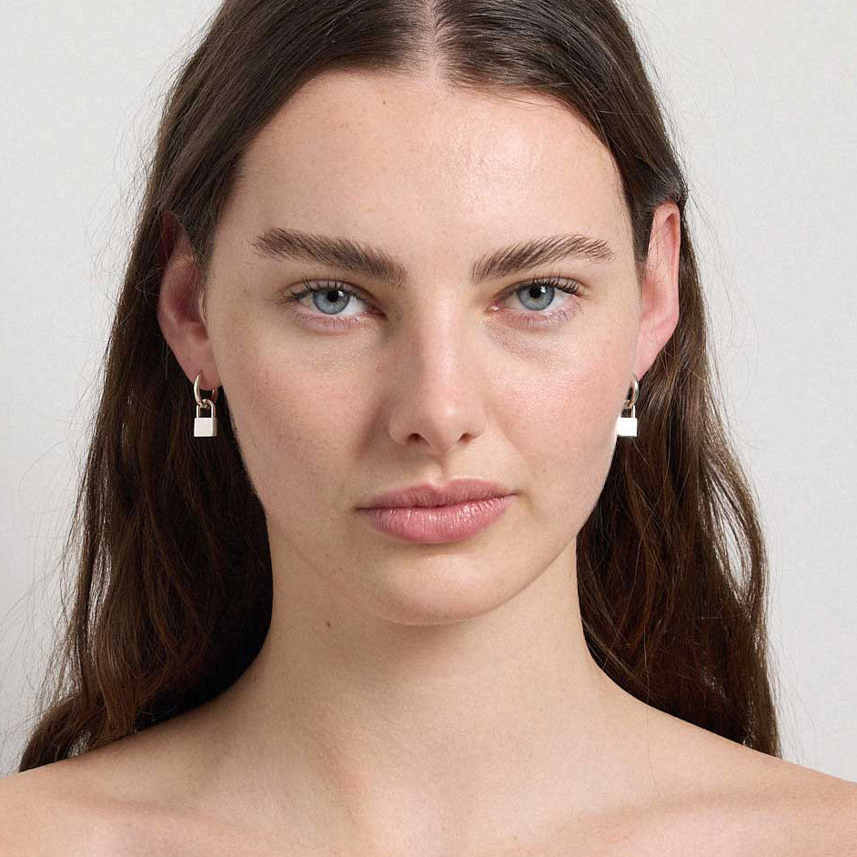 Sterling Silver Locked Charm Earrings