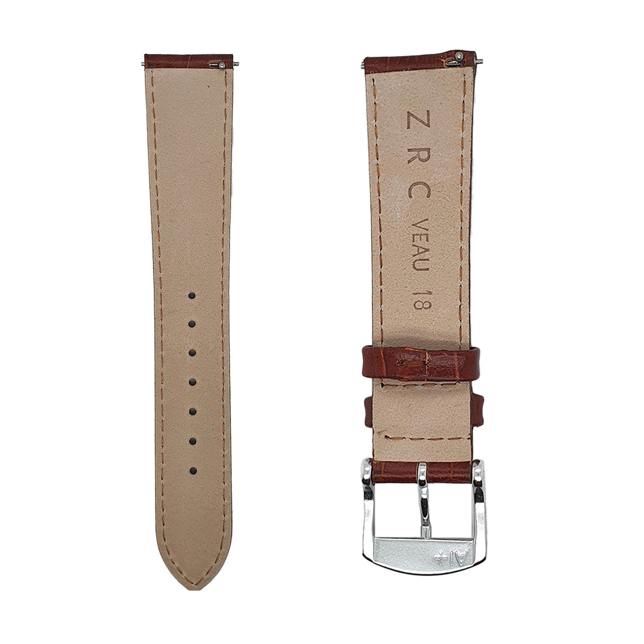 18mm Golden Brown Long Leather Watch Strap