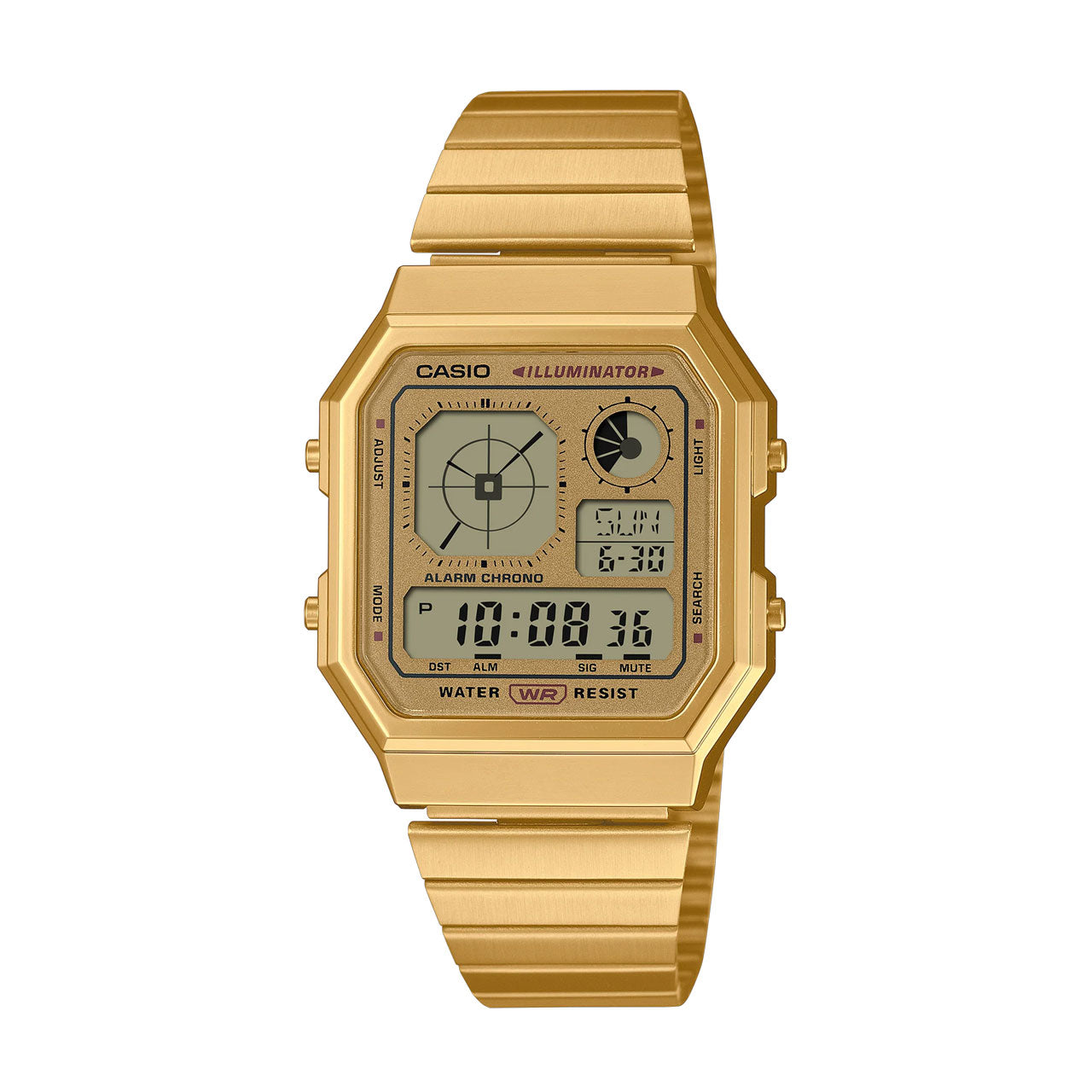 Casio Digital Vintage Gold Octagonal Watch - A130WEG-9A