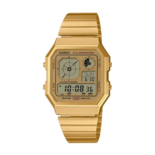 Casio Digital Vintage Gold Octagonal Watch - A130WEG-9A