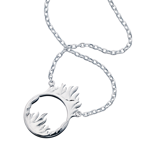 Sterling Silver Flaming Hoop Necklace