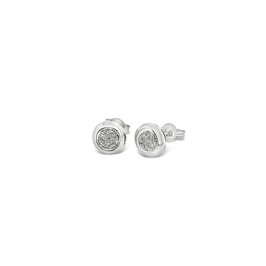 9k White Gold Pave Diamond Stud Earrings