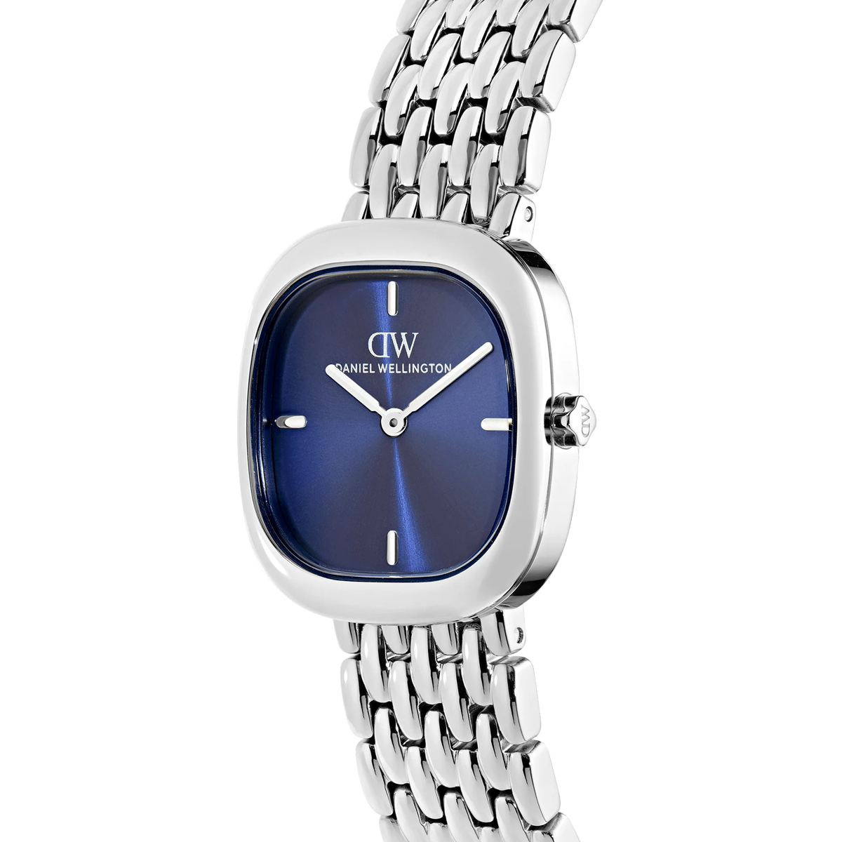 Corta Royal Blue Grain-Link Silver Watch