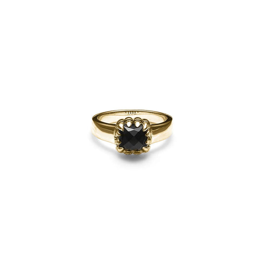 Baby Claw Ring Onyx - Gold Plated