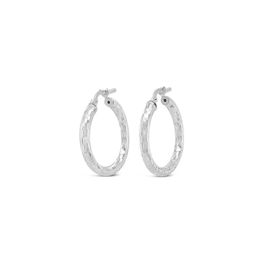 Sterling Silver Diamond Cut Hoop Earrings