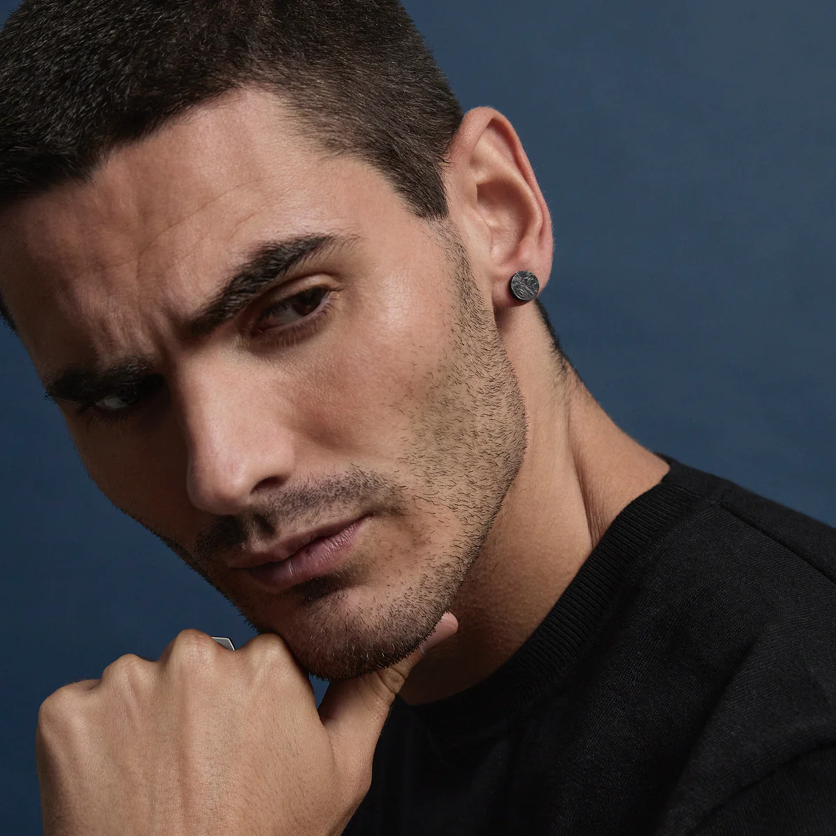 Torque Men's 8mm Reversible Carbon Fibre & Steel Earring