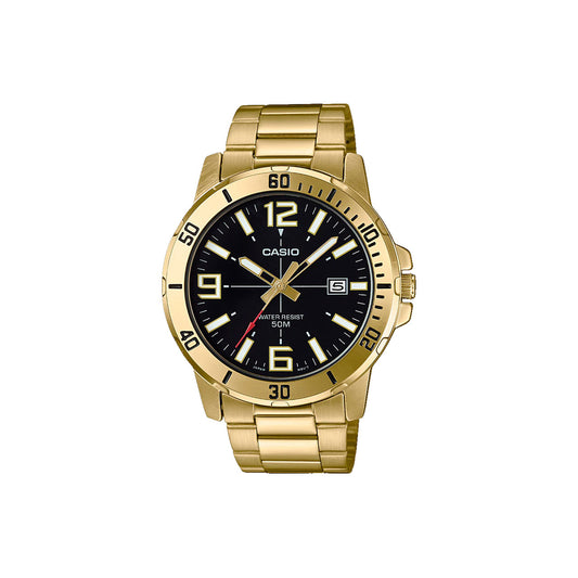 Casio Mens Gold Plated Diver Look 50m Watch - MTPVD01G-1B