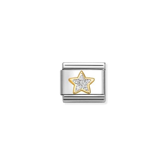 Composable Classic Link 030220/17 Glitter Silver Star in 18k Gold