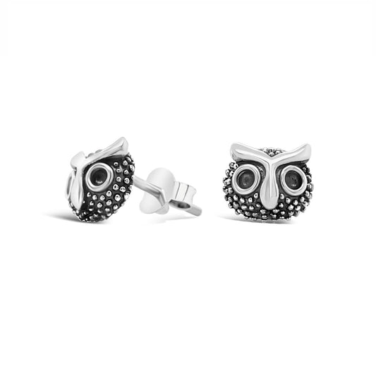 Sterling Silver Owl Stud Earrings