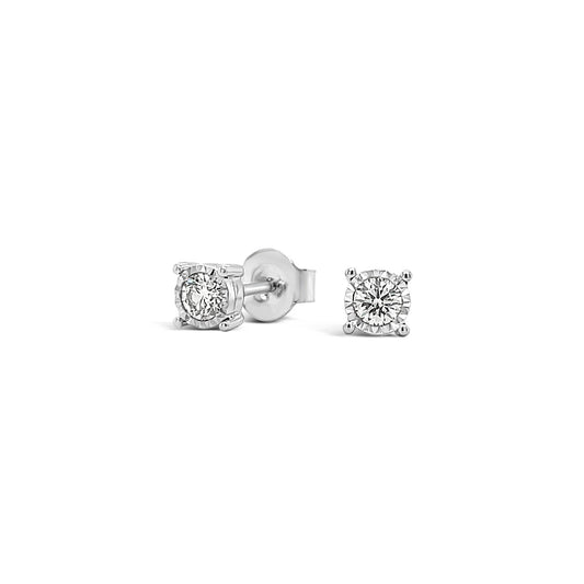 9k White Gold 0.25ct Illusion Set Diamond Stud Earrings