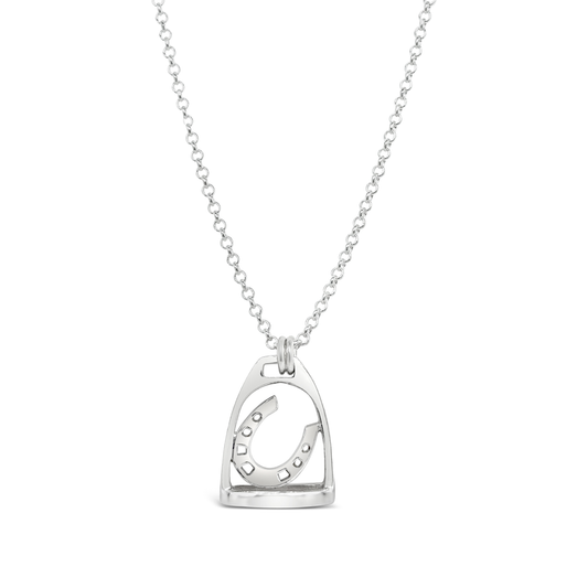 Sterling Silver Stirrup & Horse Shoe Pendant