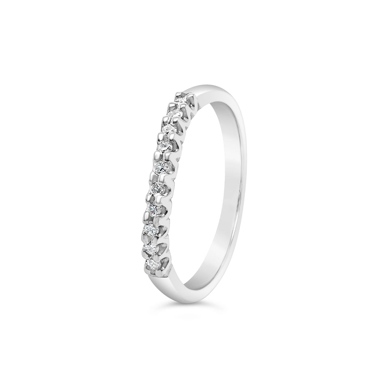 9k White Gold 10 Stone Diamond Ring