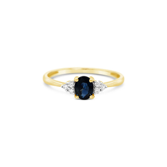 9k Yellow Gold Sapphire & Diamond Dress Ring