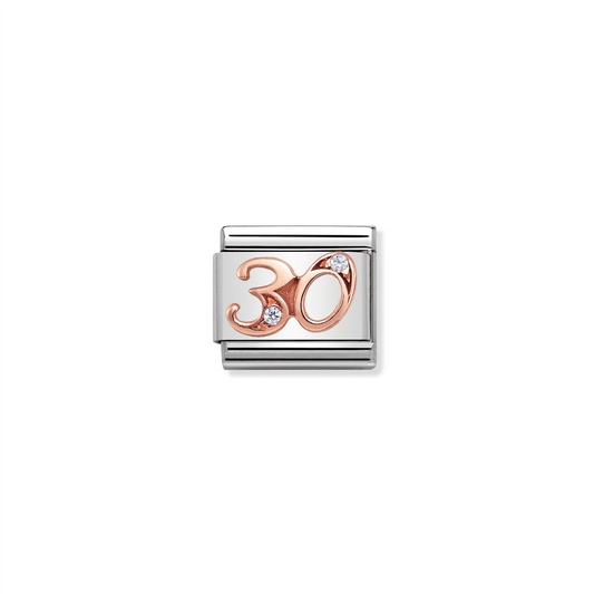 Composable Classic Link 430315/30 Number 30 in Rose Gold & CZ