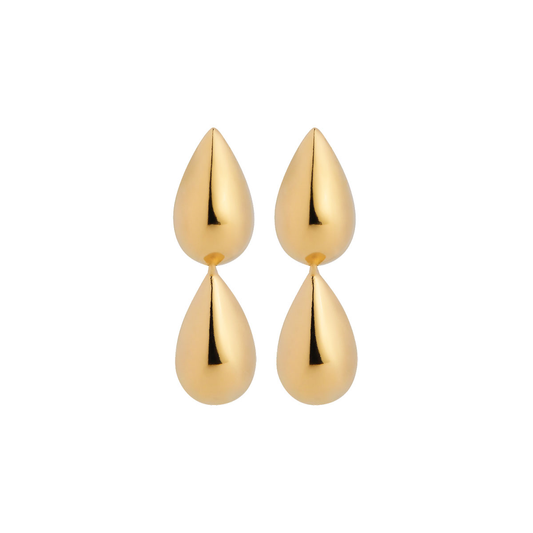 Liora Double Drop Stud Earring - Gold Plated