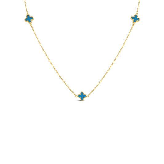 9k Yellow Gold Turquoise Petal Necklace