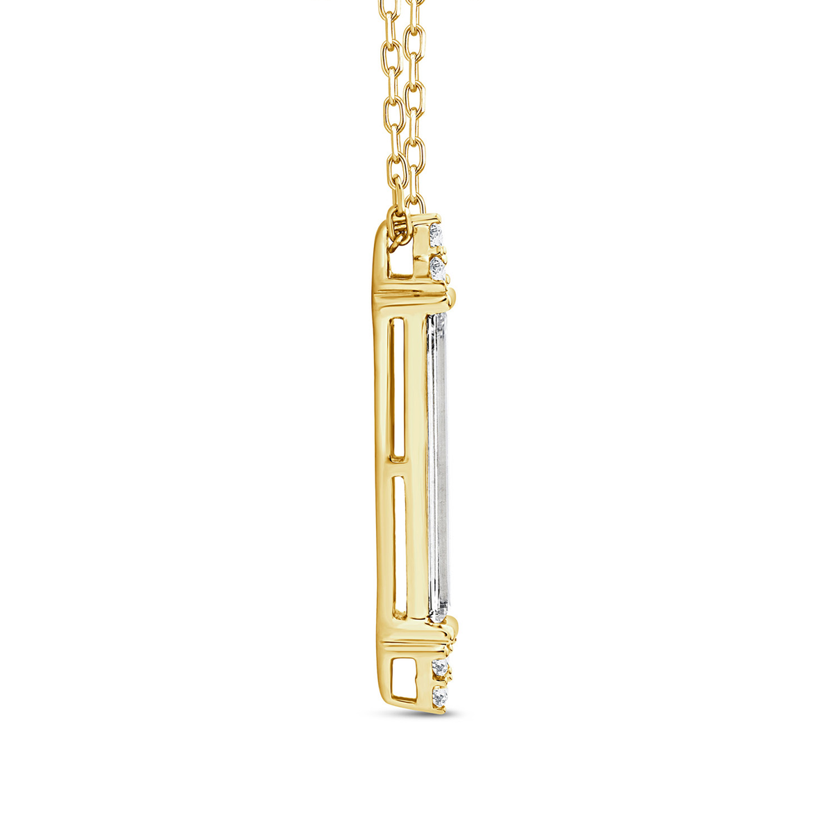 9k Yellow Gold 0.50ct Lab Grown Diamond Baguette Necklace