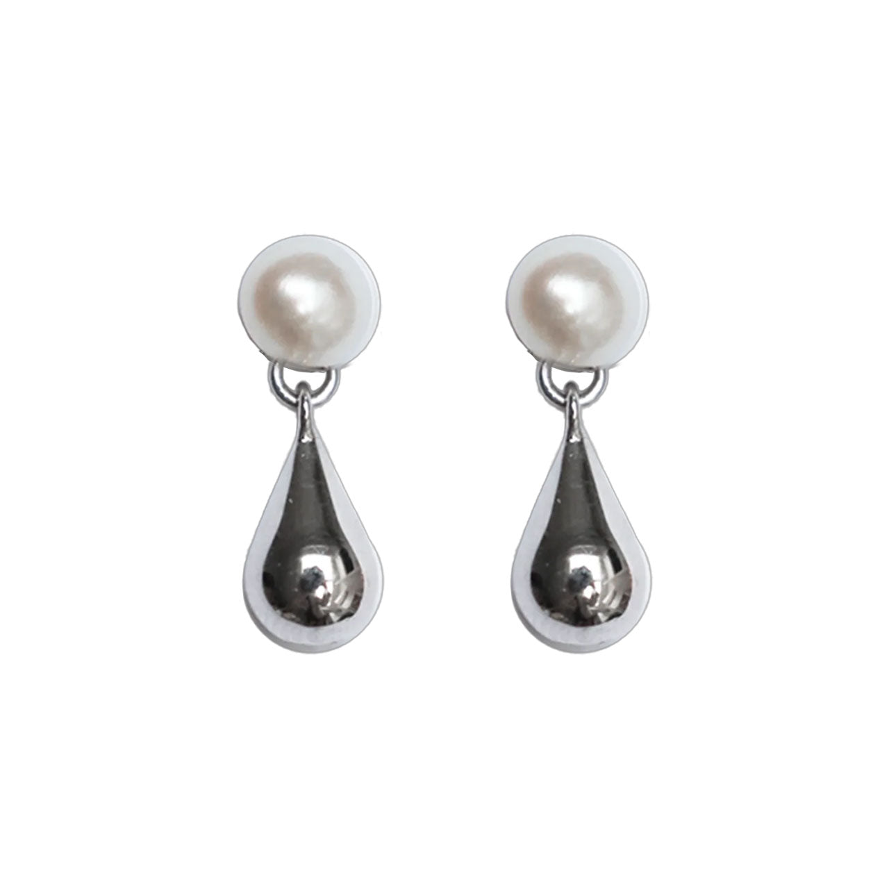 Sterling Silver Droplet Moon Glow Stud Earrings