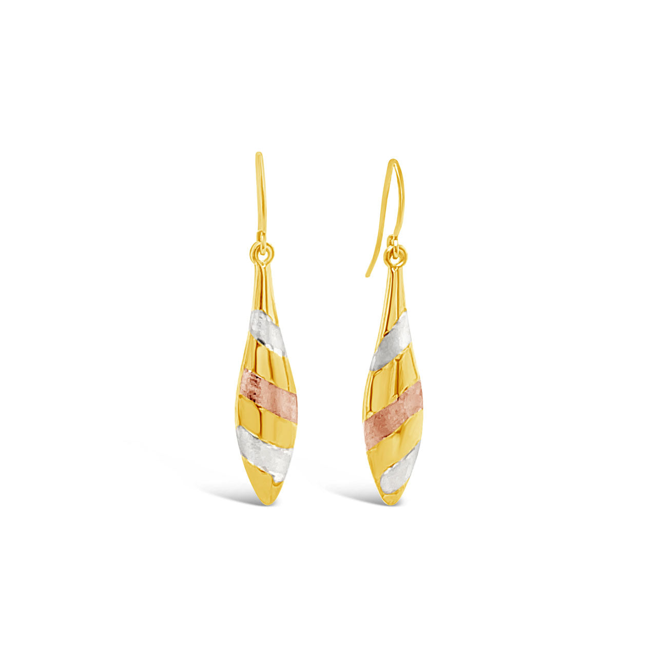 9k Tri-Gold Marquise Drop Earrings