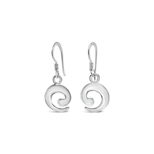 Sterling Silver Small Koru Drop Earrings