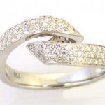 18k White Gold Diamond Pave Cross-over Style Ring