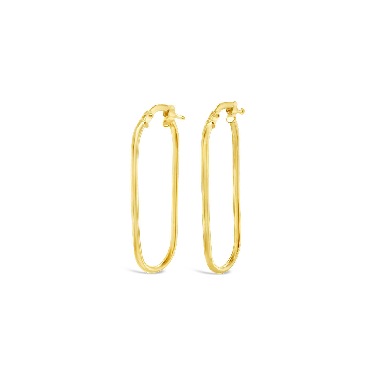 9k Yellow Gold 30mm Oblong Hoop Earrings