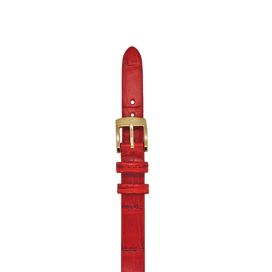 10mm Red Alligator Grain Leather Watch Strap