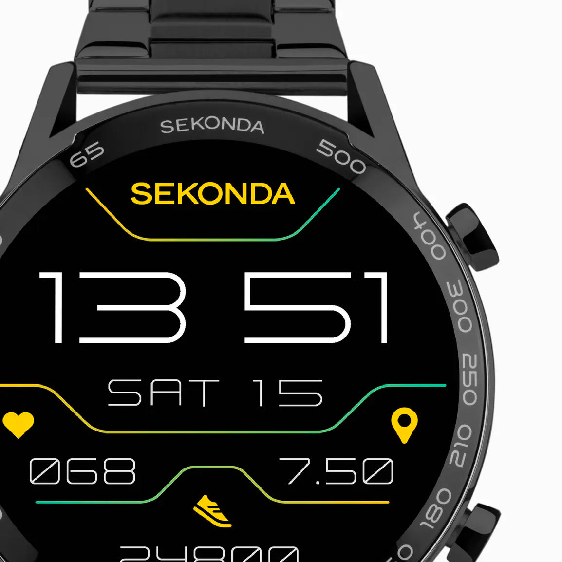 Sekonda Active Plus Smart Watch | Black Alloy Case & Stainless Steel Bracelet | 30226