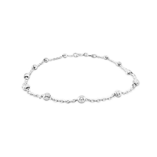 Sterling Silver 5mm Ball Cable & Ball Chain 25cm Anklet.