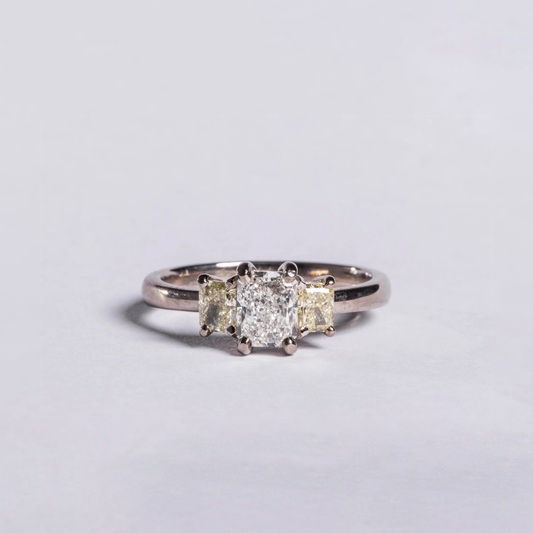 The Radiant Standard - 18k White Gold Diamond 3 Stone Ring