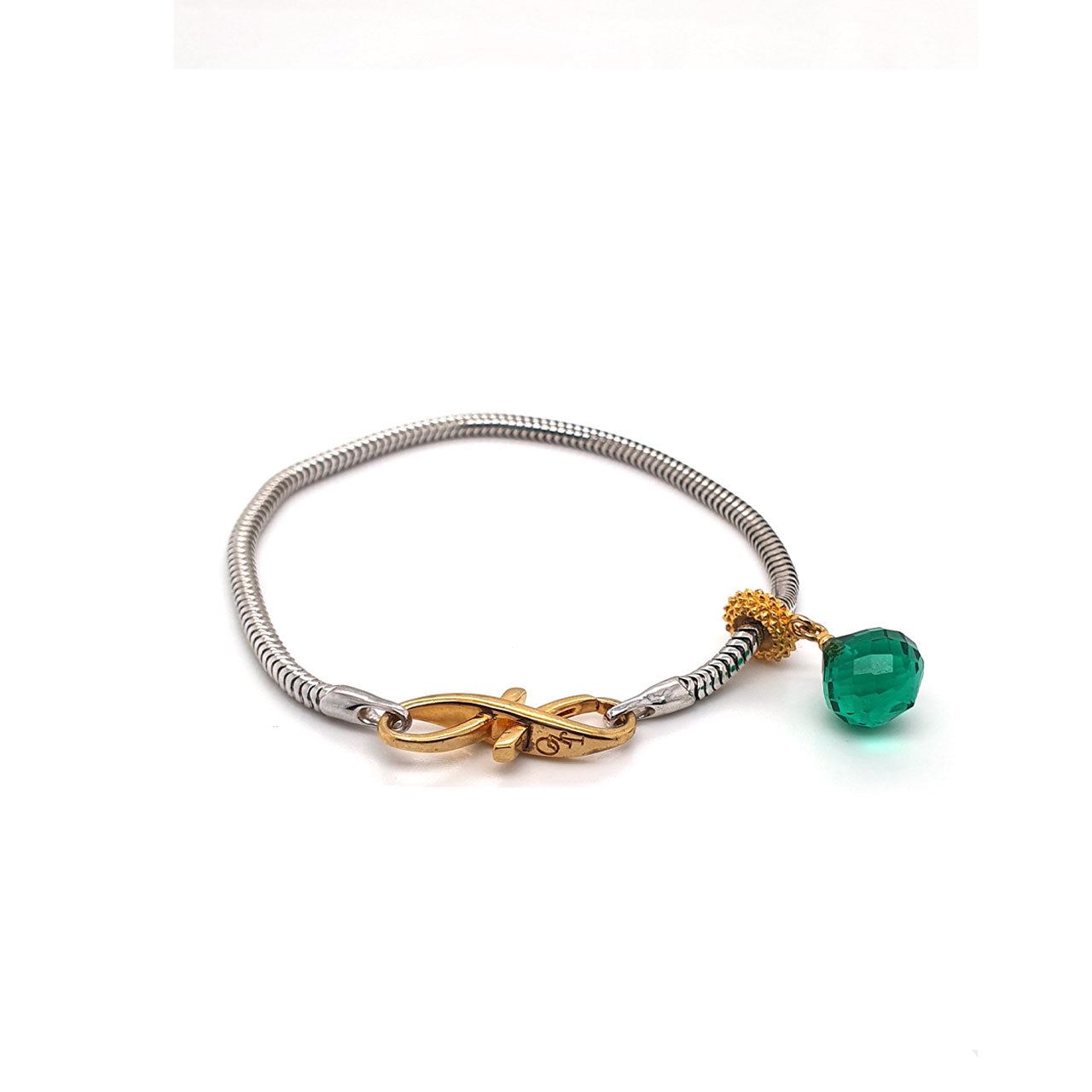 Silver Bracelet with Green Mysterious Drop JLO