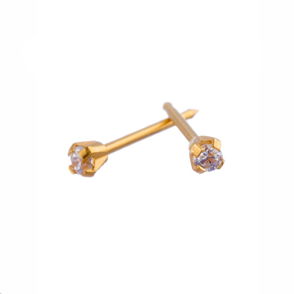 Gold Plated CZ 2mm Claw Studs