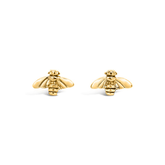 Sterling Silver Gold Plated Small Bee Stud Earrings