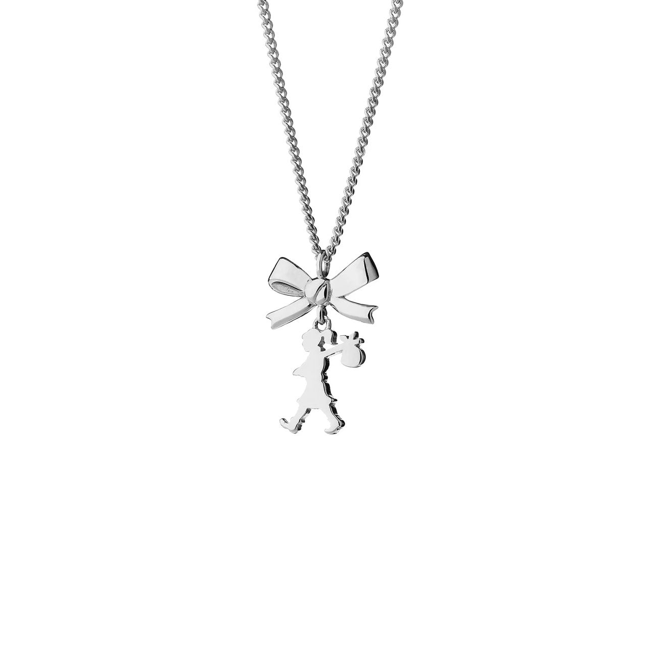 Sterling Silver Mini Girl with a Bow Necklace