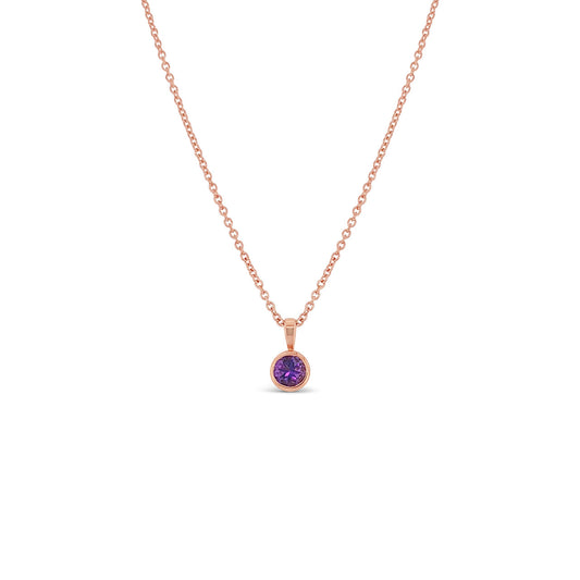 9k Rose Gold Amethyst Bezel Setting Pendant