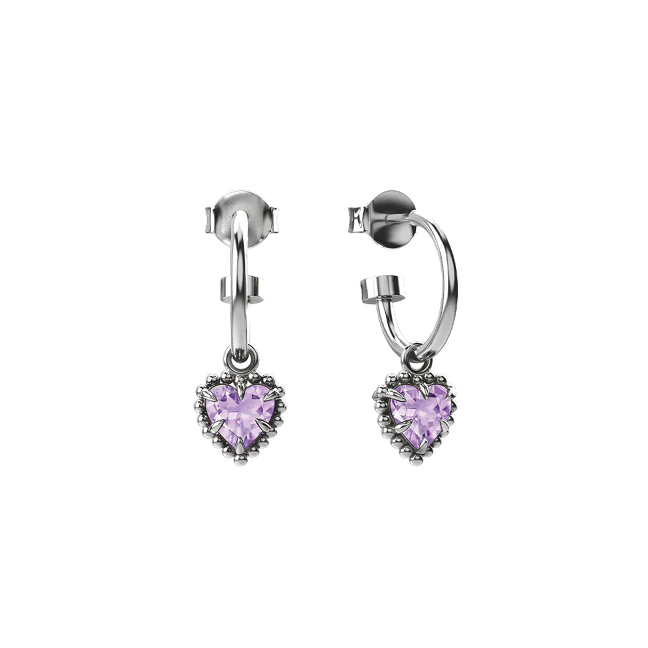 Dahlia's Heart Anchor Earrings - Pink Amethyst